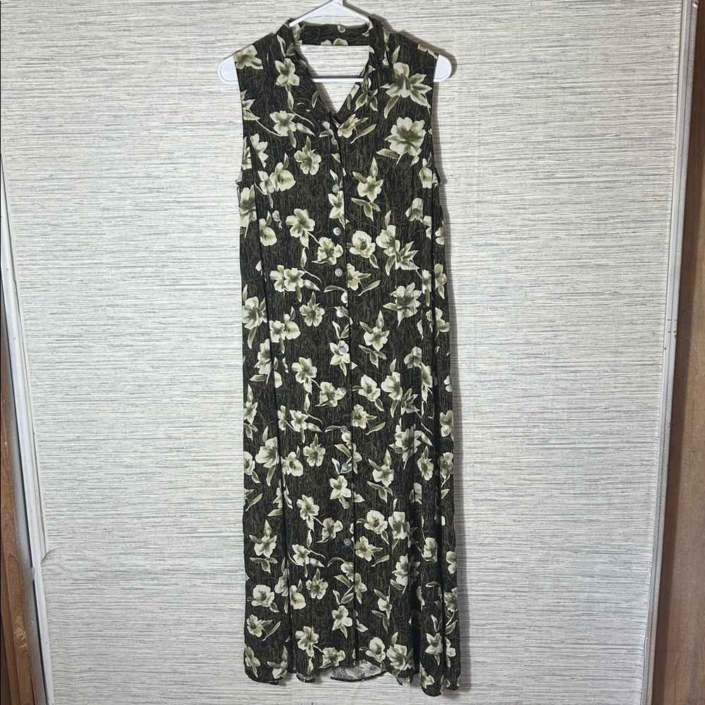 Croft & Barrow Black & Cream Floral Maxi Dress, Size 14P (166)
